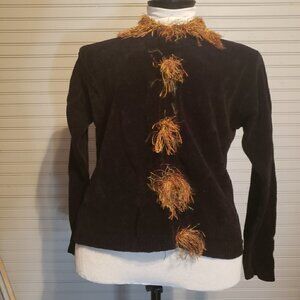 Vintage Bellepointe Black Sweater  Eyelash Trim